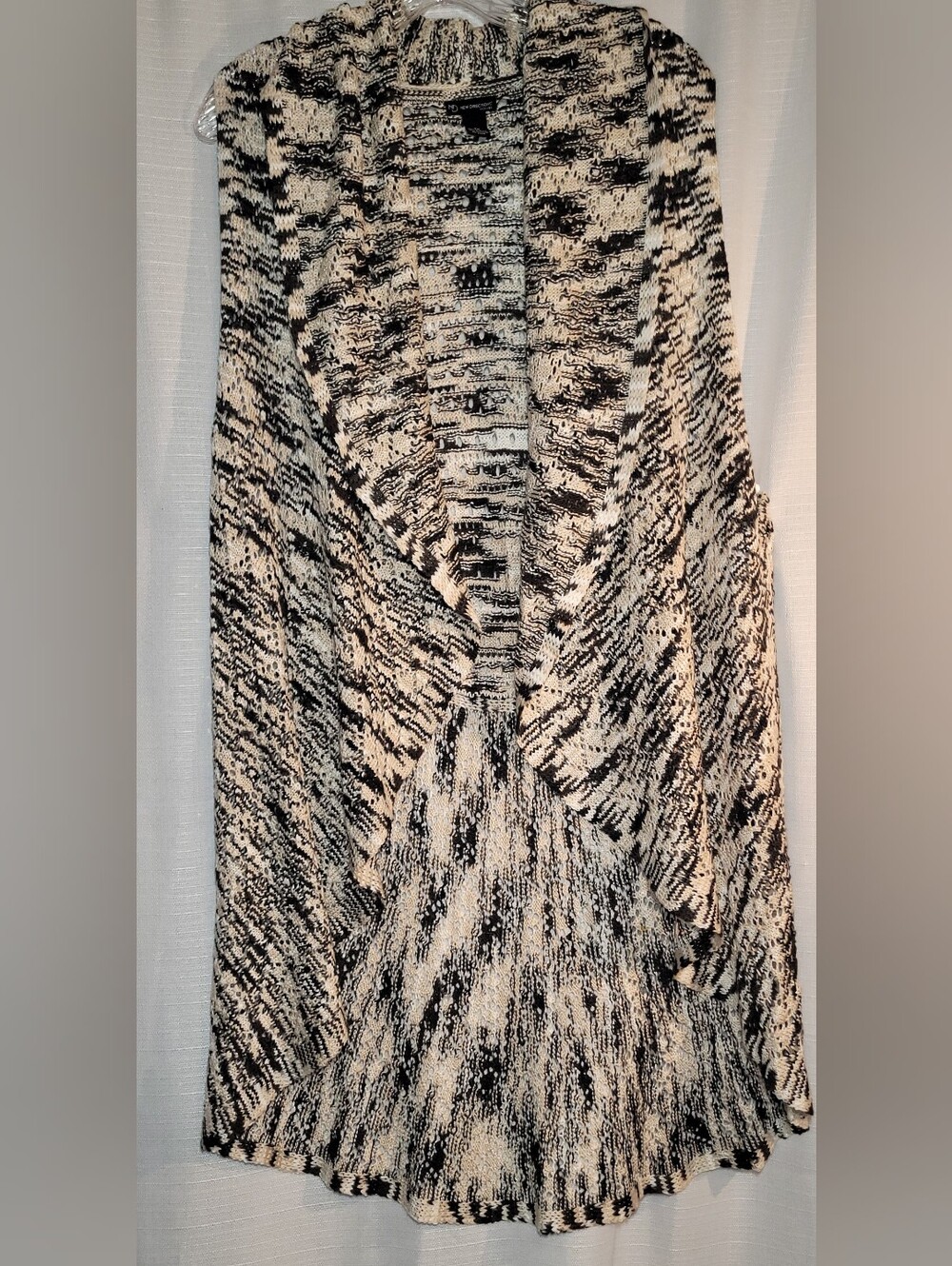New Directions Bohemian Vest Black and Cream Knit